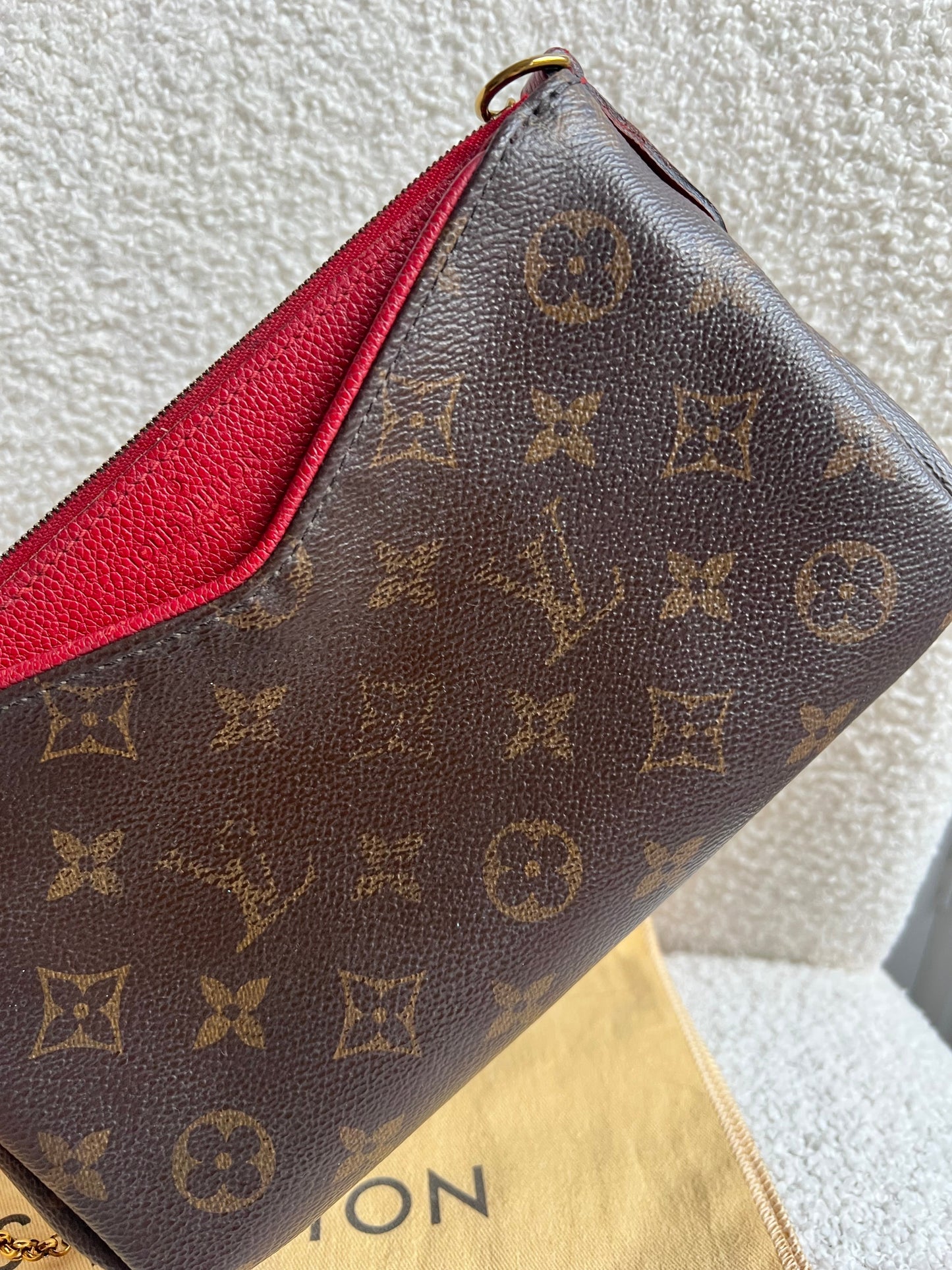 Louis Vuitton Red and Monogram Pallas Pochette