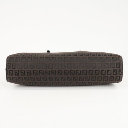 FENDI Zucchino Canvas Leather Hand Bag Brown Black 8BL006