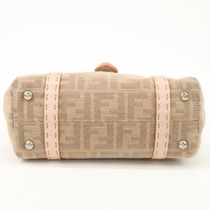 FENDI Zucca Selleria Leather Mini Linda Hand Bag Pink 8BR486