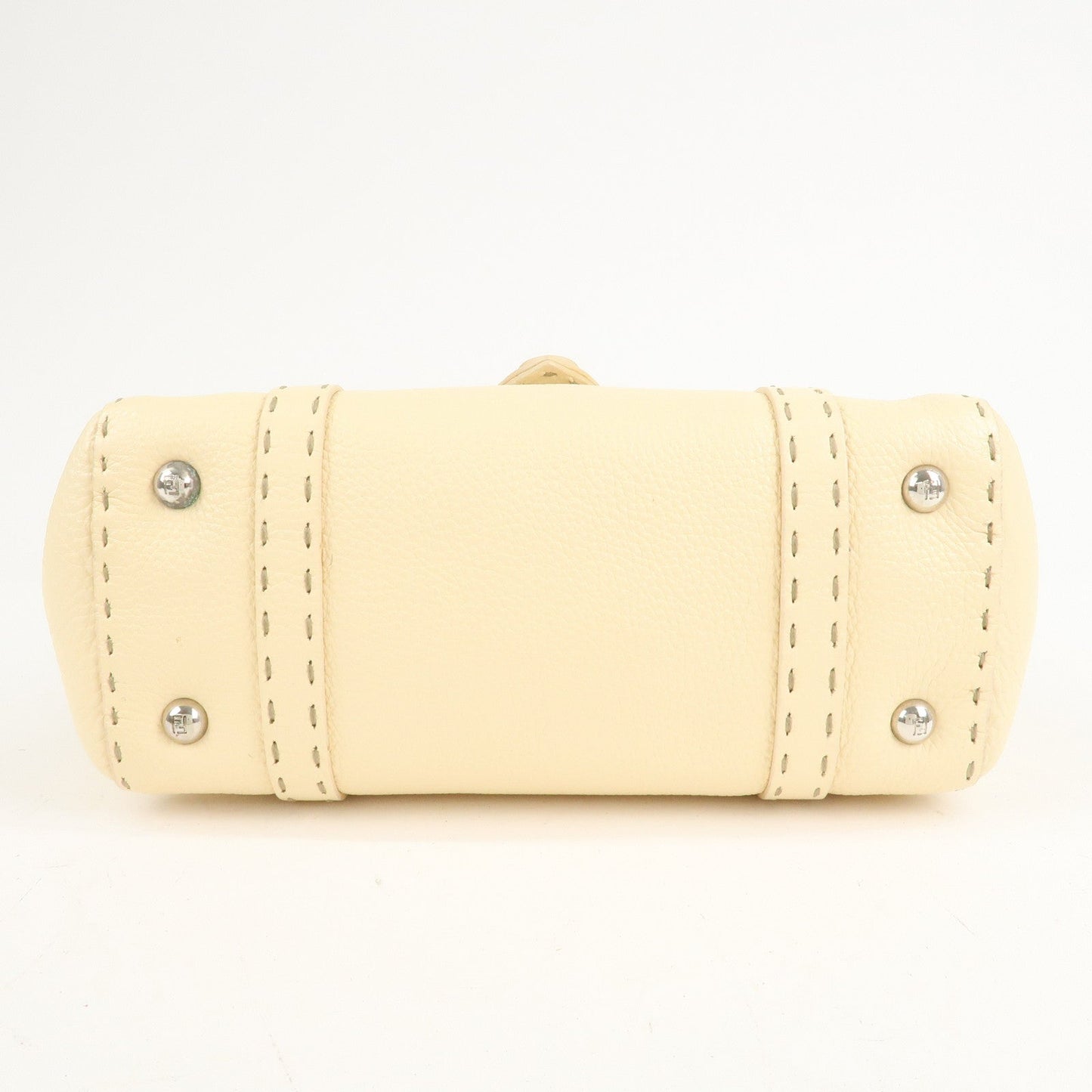 FENDI Selleria Leather Mini Linda Hand Bag Cream 8BR486
