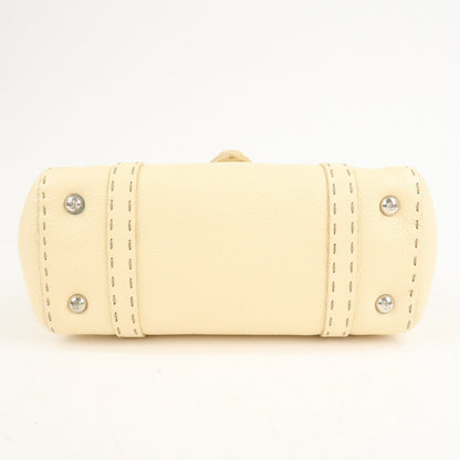 FENDI Selleria Leather Mini Linda Hand Bag Cream 8BR486