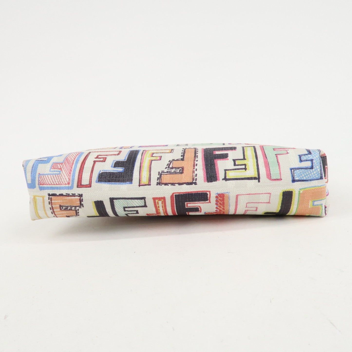 FENDI Zucca PVC Accessory Chain Pouch Multi Color Ivory 8BR592