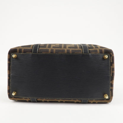 FENDI Zucca Canvas Leather 2WAY Bag Brown Black 261470