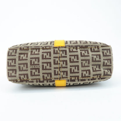 FENDI Zucchino Canvas Leather Shoulder Bag BrownYellow 8BT175