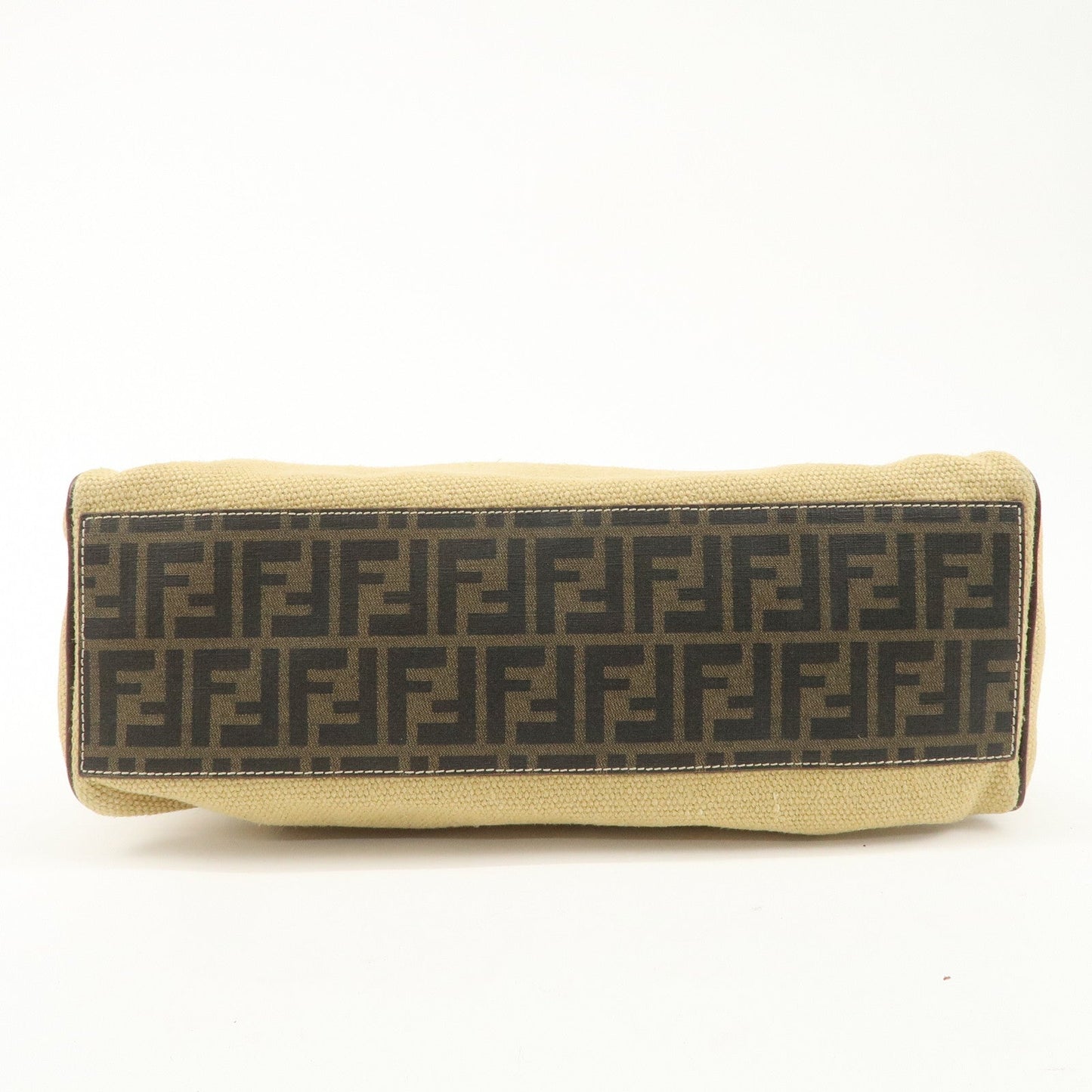 FENDI Ethnico Zucca Canvas Leather Shoulder Bag Beige Brown 8BN162