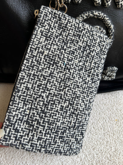 Chanel Deauville Tote in Black Glazed Calfskin and Monochrome Boucle Tweed (RRP £5800)