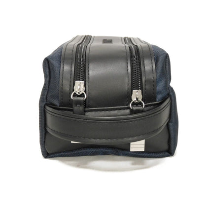 Dior business bag Nylon Navy novelty logo embossed double zip pouch