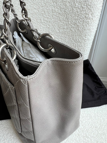 Chanel Grey Caviar Grand Shopper Tote (GST) Silver Hardware