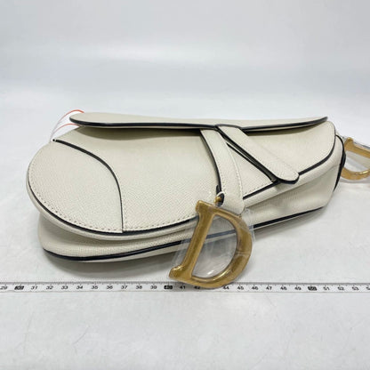 Dior Saddle Medium 2020 Grained Leather Handbag White