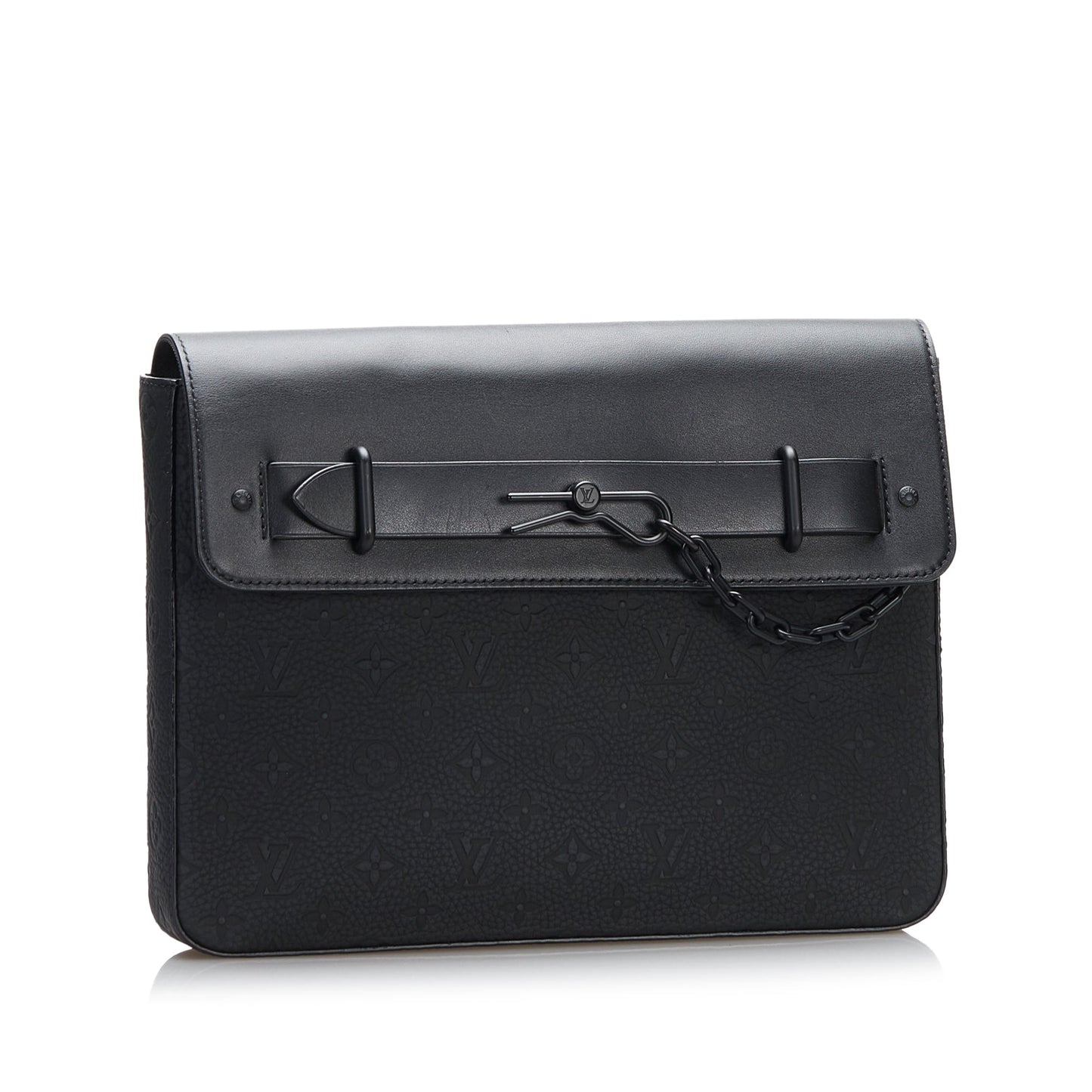 Black Louis Vuitton Monogram Taurillon Pochette Steamer Clutch Bag