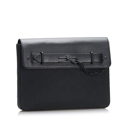 Black Louis Vuitton Monogram Taurillon Pochette Steamer Clutch Bag