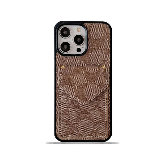 Classic iPhone Case With Card Holder And Strap Light Brown -SJ240513