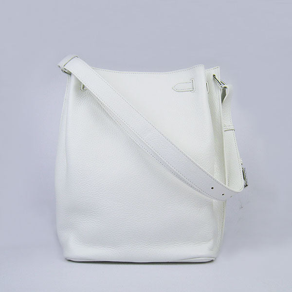 Luxury Hermes Nappa Leather Shoulder Bag White Silver
