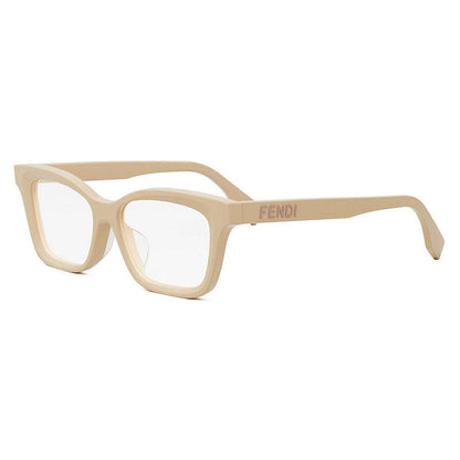 Fendi Eyeglasses Cat Eye Full Rim, Beige Frame and Clear Demo Lenses Lens FE50057I057