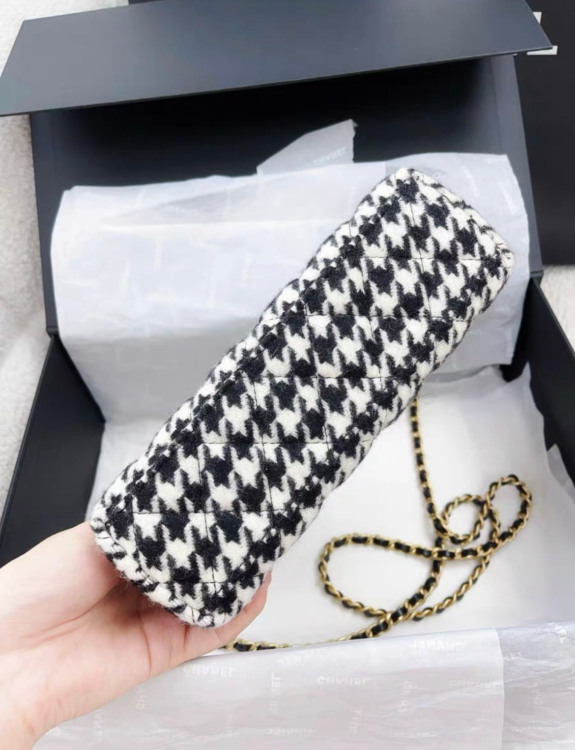 Chanel Kelly Tweed Black Shoulder Bag