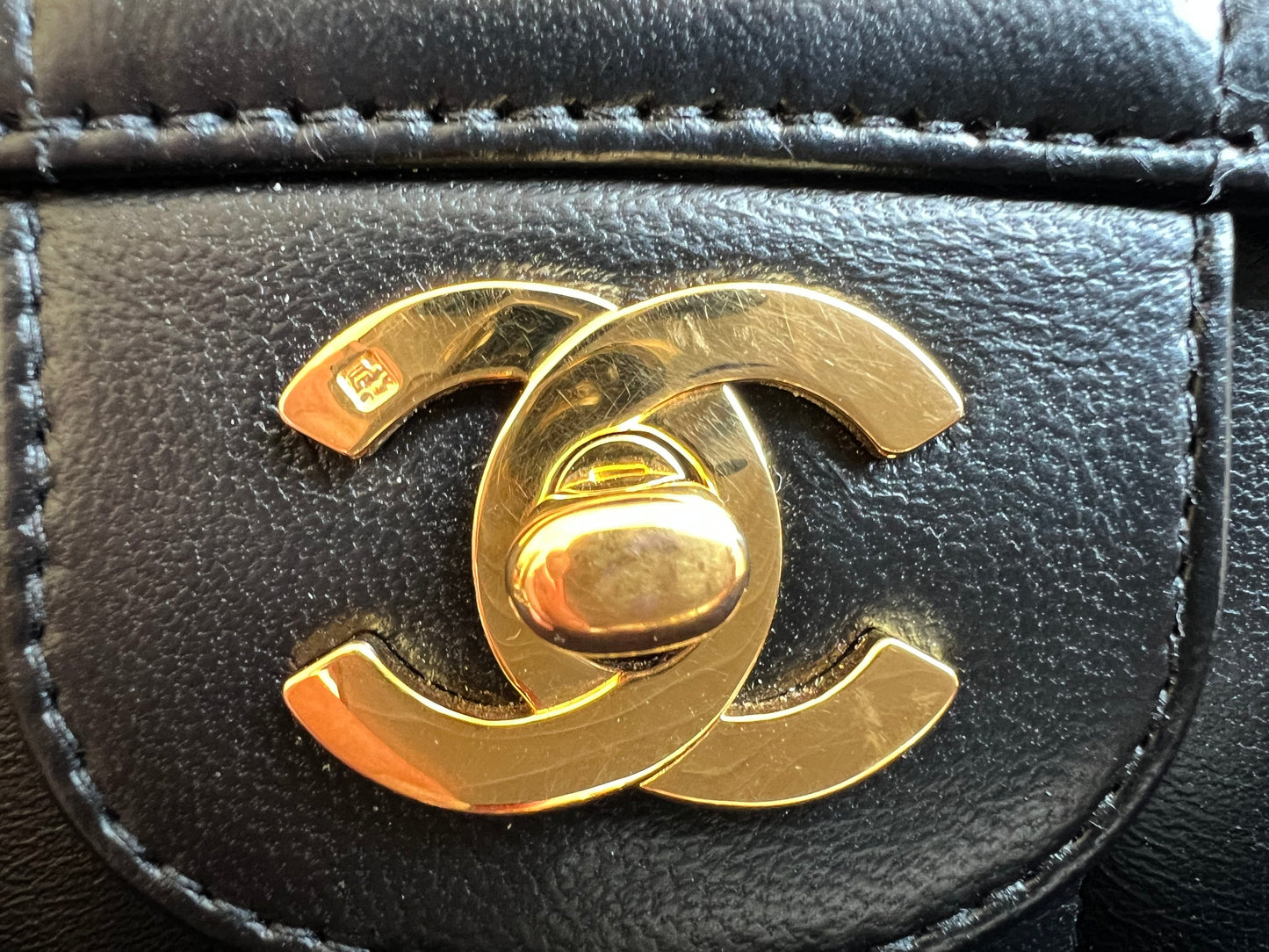 Chanel Medium Black Vertical Quilted Lambskin Vintage Classic Flap Bag with 24K gold hardware