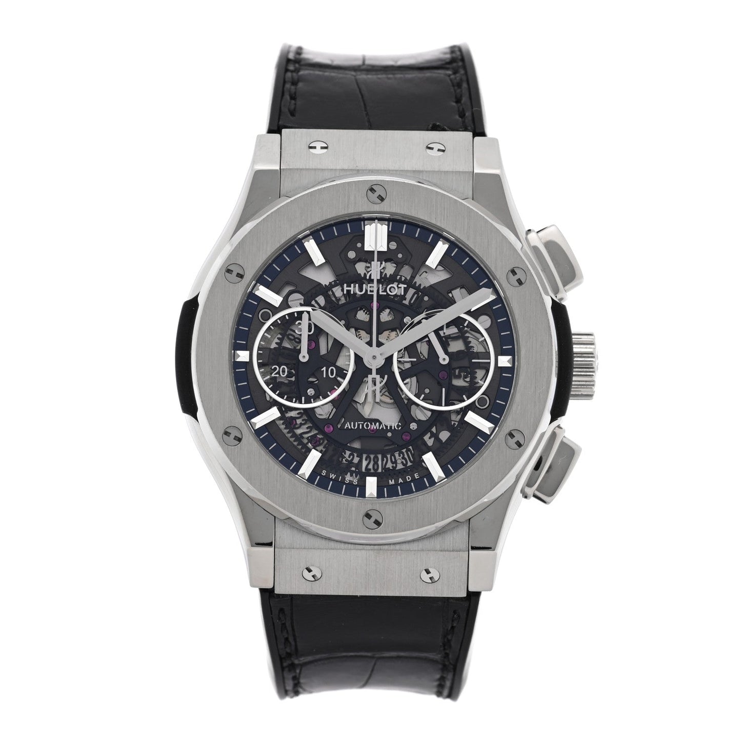 Titanium Alligator 45mm Classic Fusion Aerofusion Chronograph Automatic Watch Black 525.NX.0170.LR