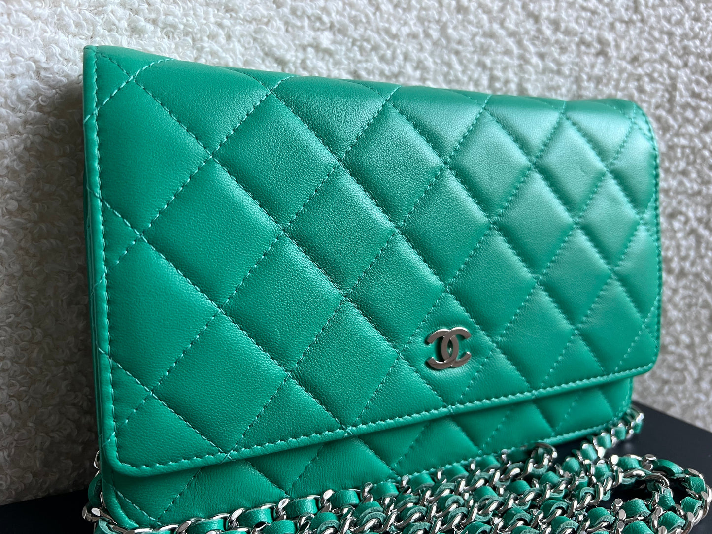 Chanel Turquoise Lambskin Wallet on Chain (RRP £2,930)