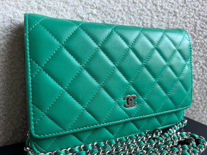 Chanel Turquoise Lambskin Wallet on Chain (RRP £2,930)