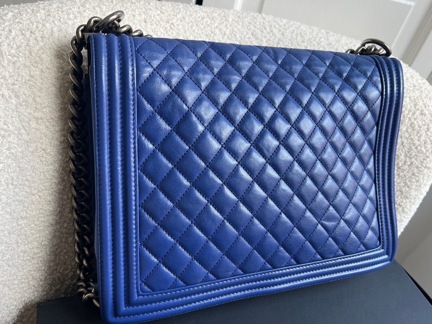 Chanel Blue Lambskin Large Boy Bag