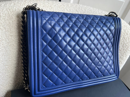 Chanel Blue Lambskin Large Boy Bag