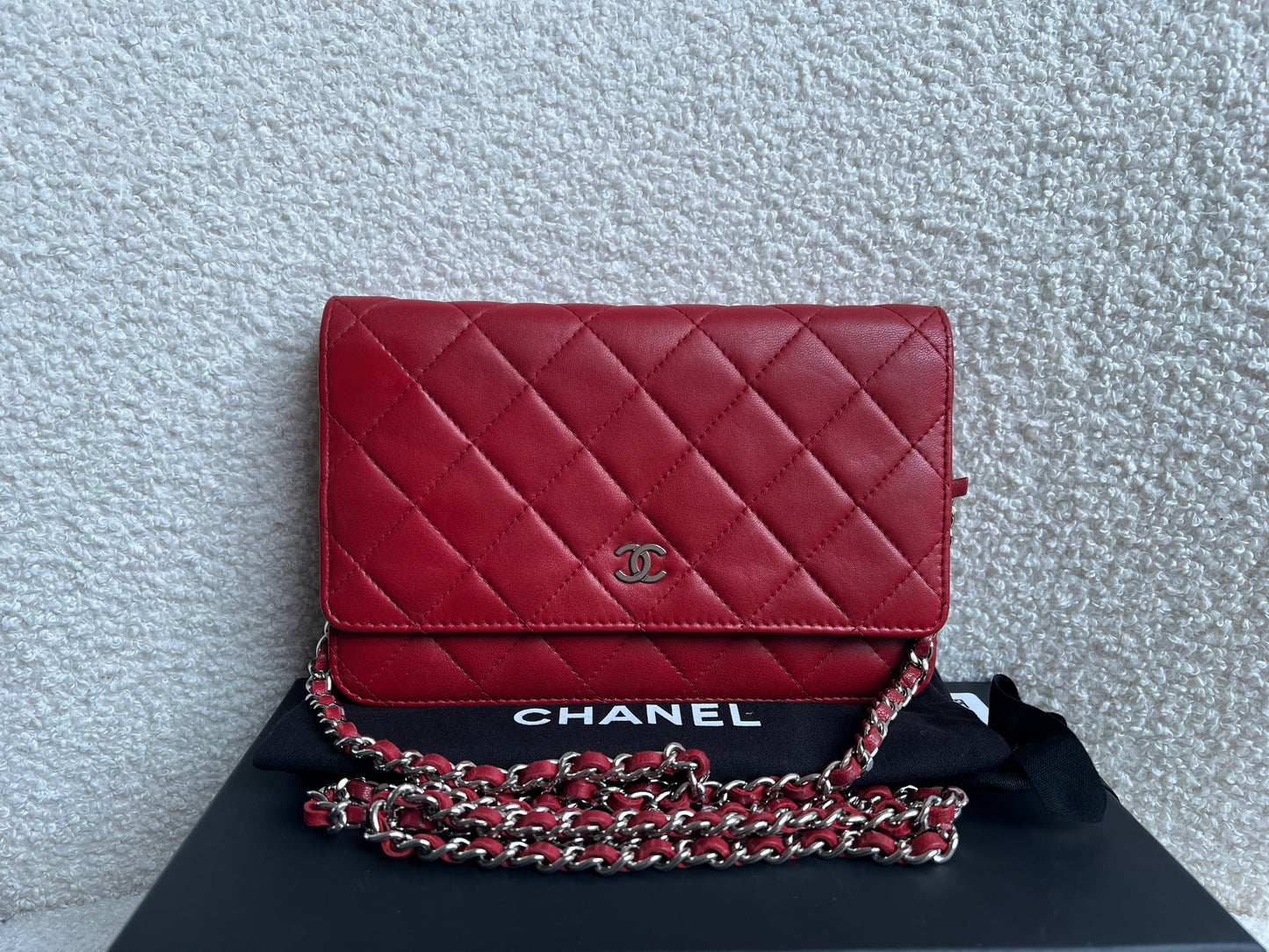 Chanel Red Lambskin Wallet on Chain (RRP £2,930)
