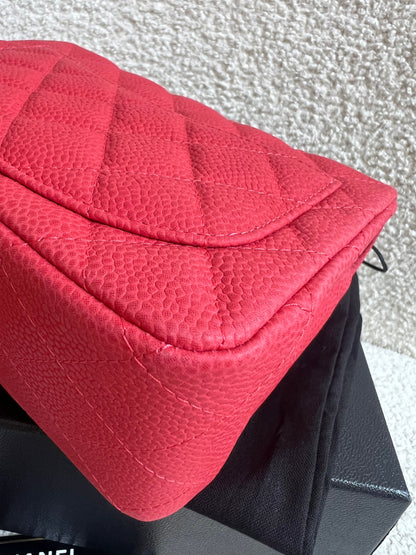 Chanel Square Mini Classic Flap in Coral Red Suede Caviar