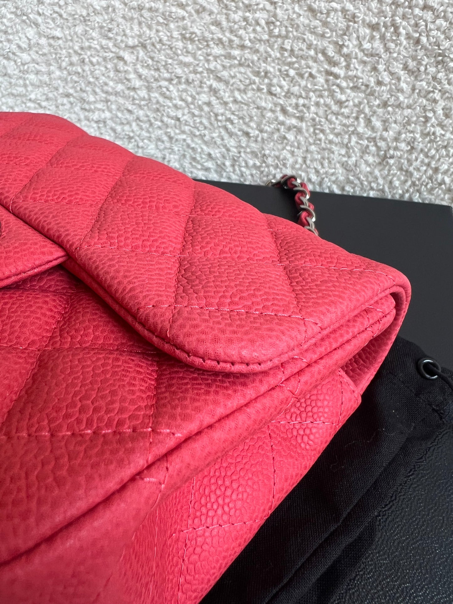 Chanel Square Mini Classic Flap in Coral Red Suede Caviar