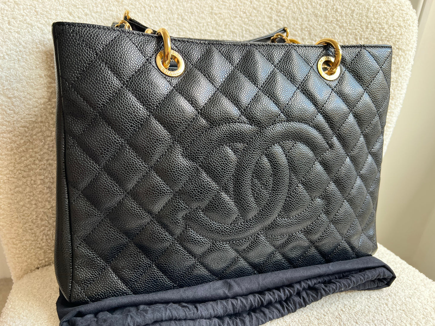 Chanel Black Caviar Grand Shopper Tote Gold Hardware (GST)