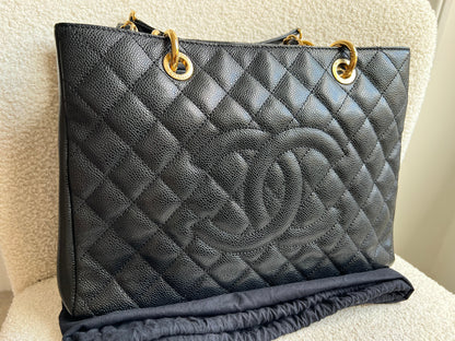 Chanel Black Caviar Grand Shopper Tote Gold Hardware (GST)