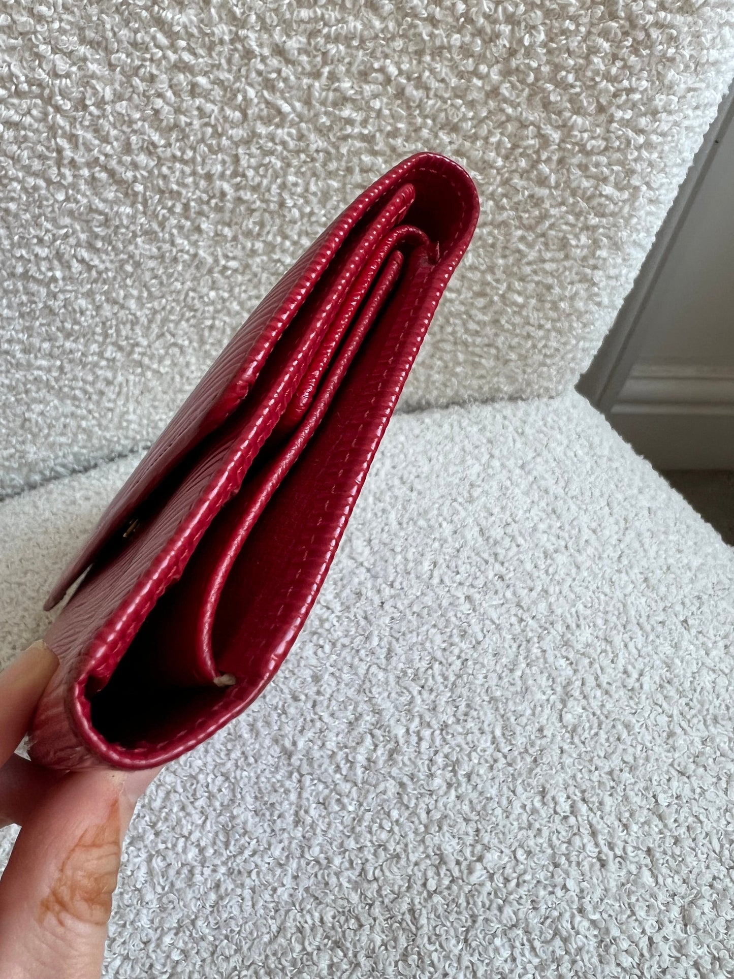 Louis Vuitton Sarah Continental Flap Wallet in Red Epi