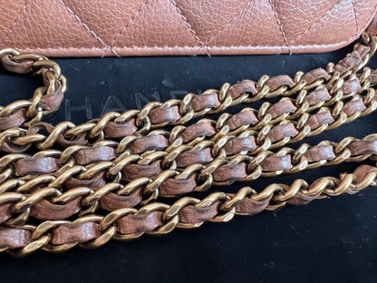Chanel Dark Beige Quilted Caviar Boy Wallet on Chain