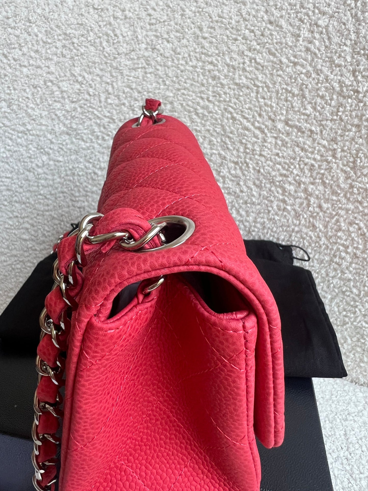 Chanel Square Mini Classic Flap in Coral Red Suede Caviar
