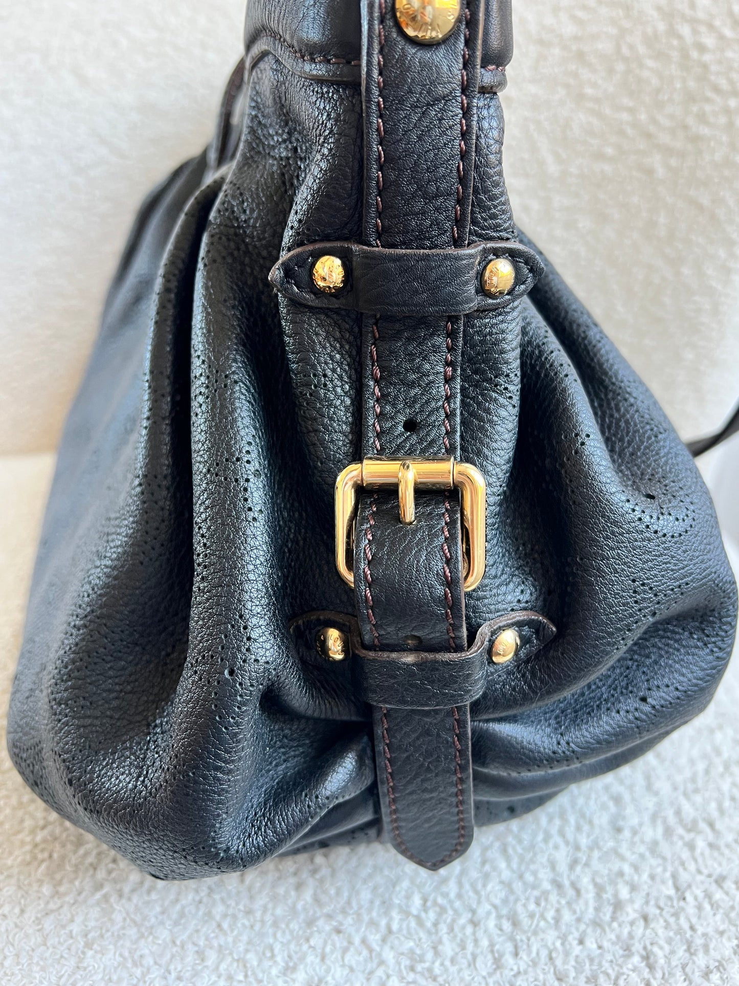 Louis Vuitton Black Monogram Mahina Leather Shoulder Bag
