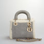 Christian Dior Lady Dior 2020 Mini Suede Shearling Cannage Lady Dior Satchel