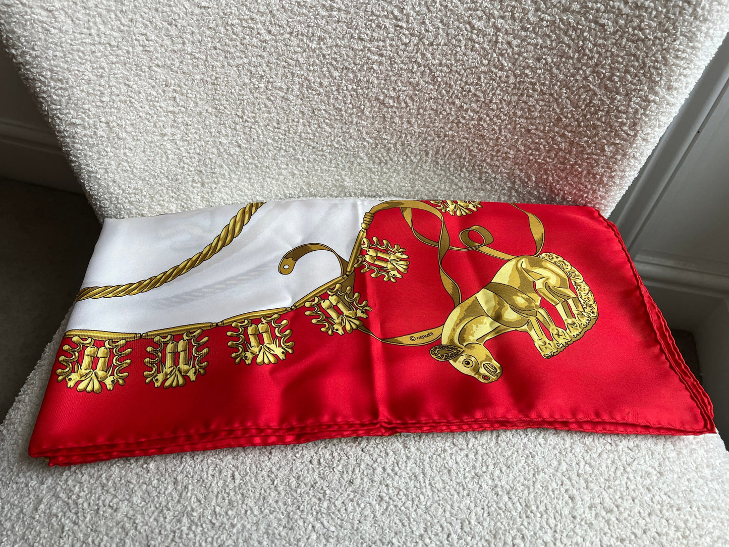 Hermès silk scarf "Les Cavaliers d'Or"
