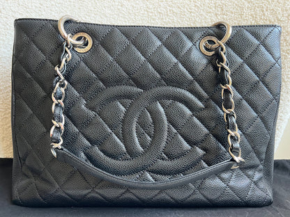 Chanel Black Caviar Grand Shopper Tote (GST) Silver Hardware