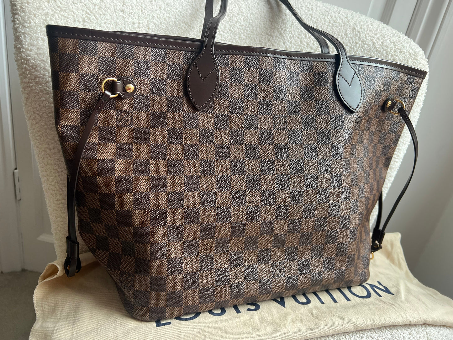 Louis Vuitton Neverfull MM Damier Ebene Rose Ballerine (RRP £1430)