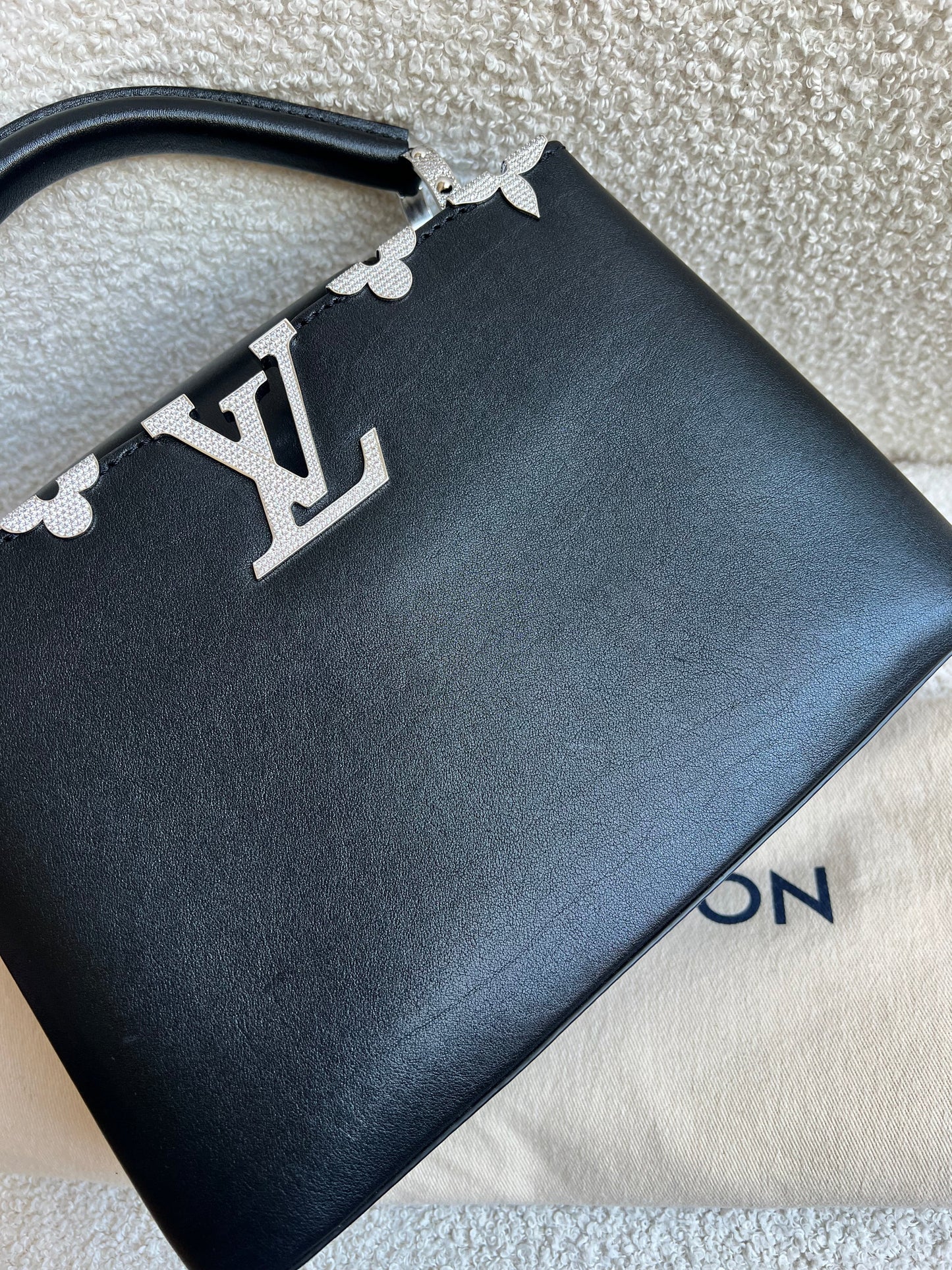 Louis Vuitton Capucines BB in Black with Crystal Flowers (RRP £5350)