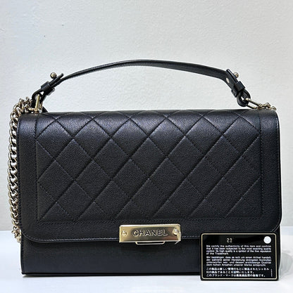 Chanel Black Leather Large Label Click Flap Bag
