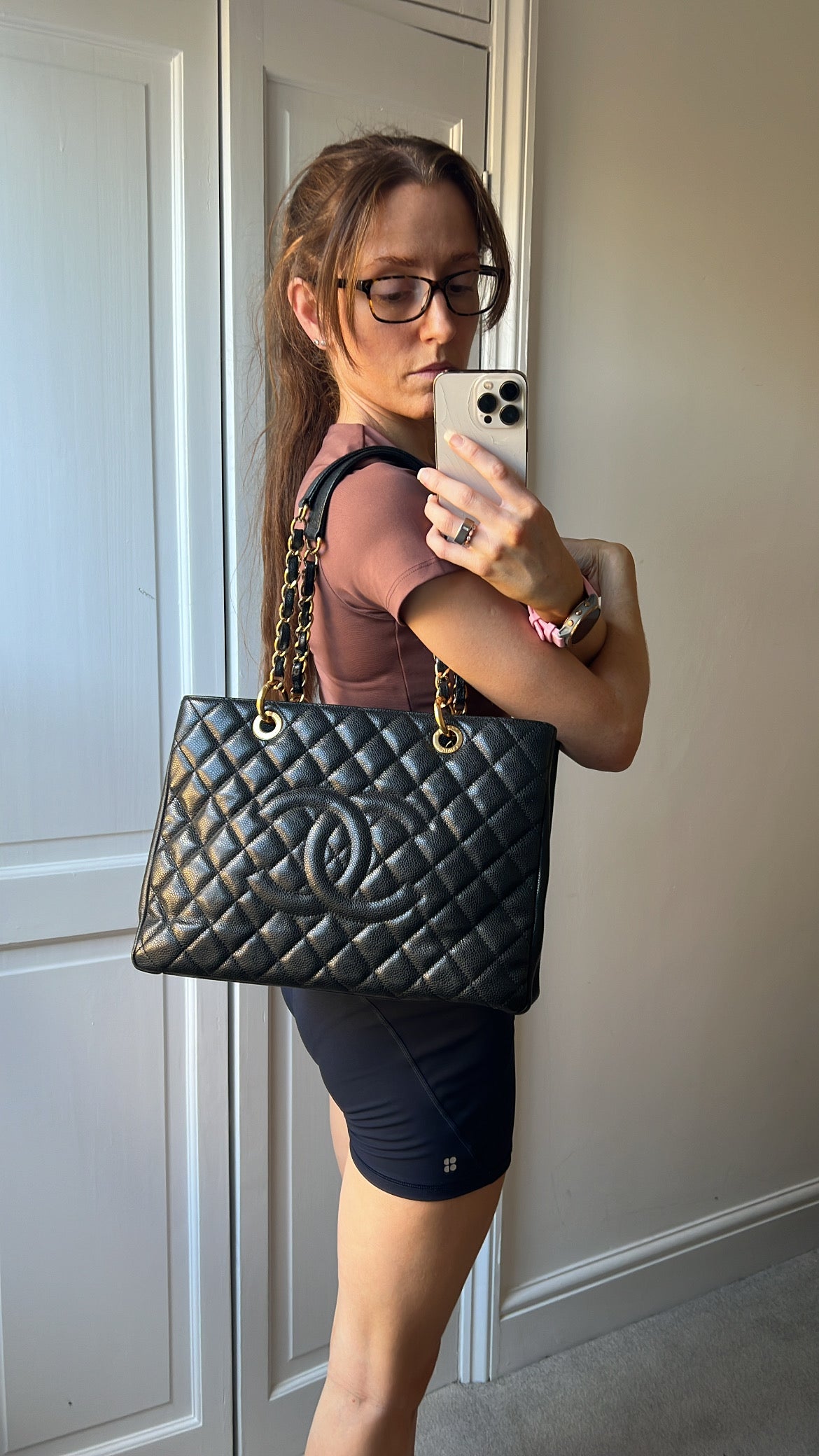 Chanel Black Caviar Grand Shopper Tote Gold Hardware (GST)