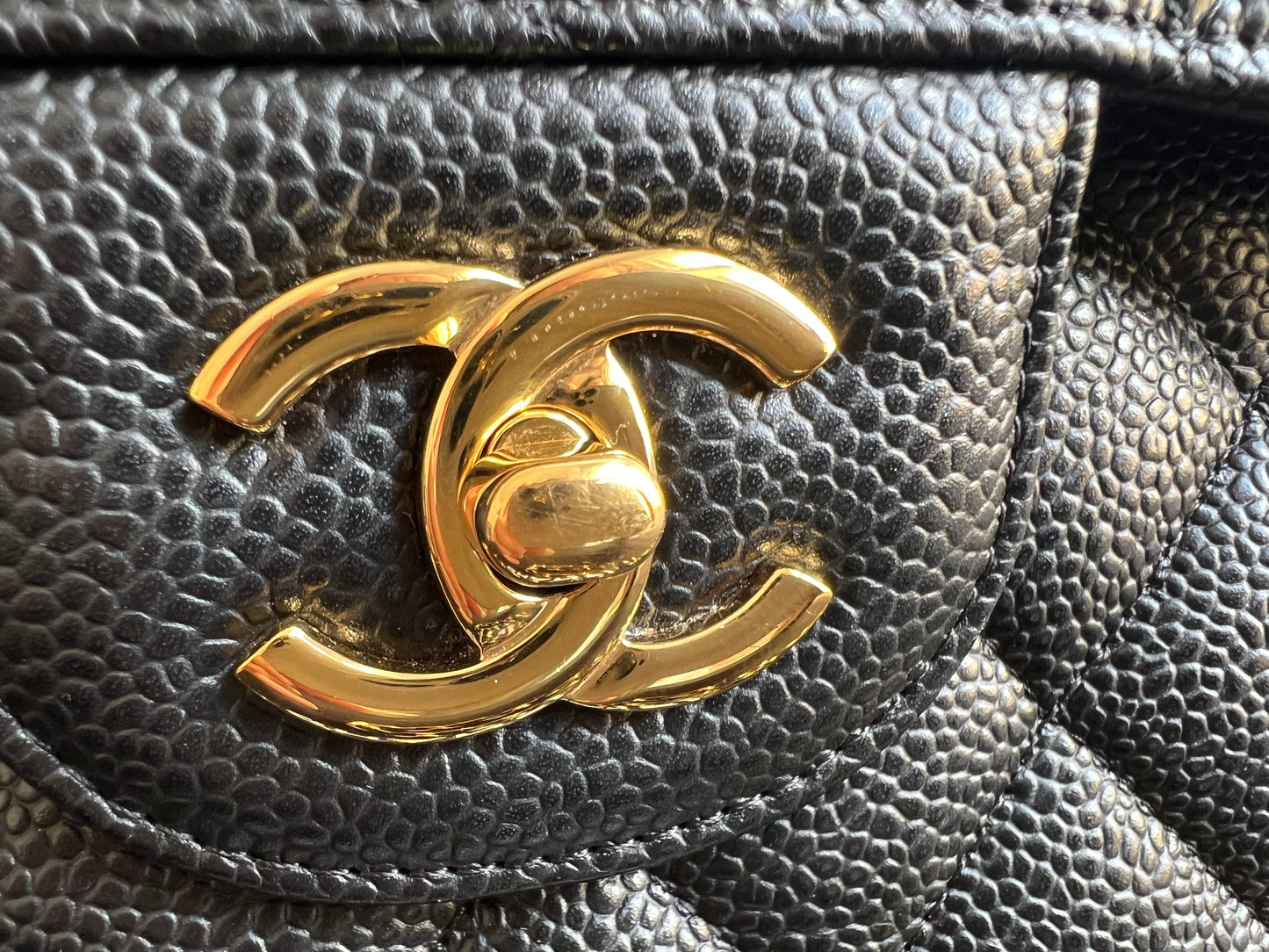 Chanel Jumbo Double Flap in Black Caviar with gold hardware (RRP £9830)