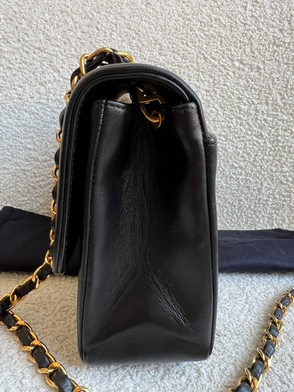 Chanel Medium Black Vertical Quilted Lambskin Vintage Classic Flap Bag with 24K gold hardware