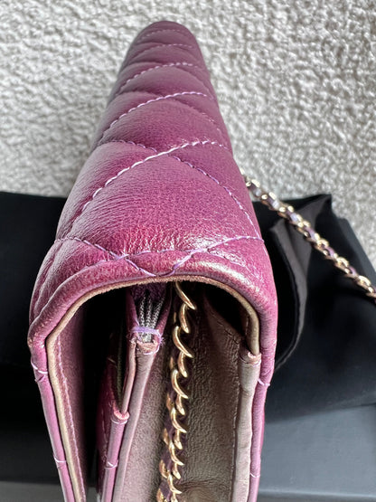 Chanel Iridescent Purple Lambskin Wallet on Chain