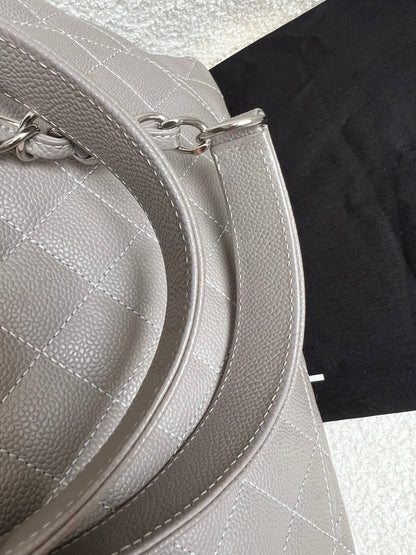 Chanel Grey Caviar Grand Shopper Tote (GST) Silver Hardware