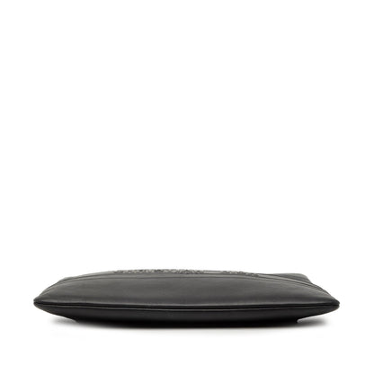 Black Dior Logo Embossed Leather Clutch