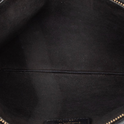Black Dior Logo Embossed Leather Clutch