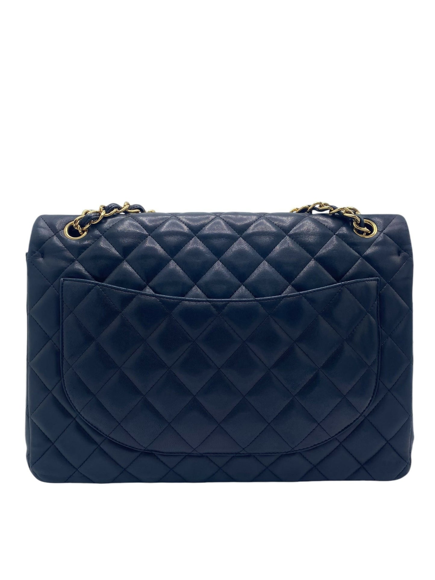 Chanel Maxi Dark Navy Lambskin Timeless Classic Double Flap Bag Gold Hardware Ghw