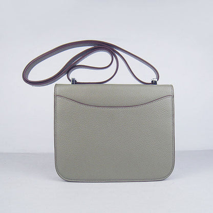 Luxury Hermes Constance Cowskin Leather Bag Khaki Silver