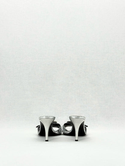 FENDI Metallic Silver Size EU 38.5 Mules